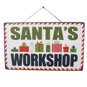 Retro "Santa's Workshop" Metal Wall Sign